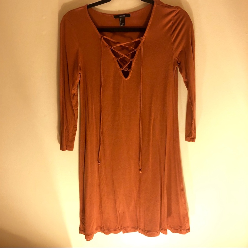 Tie Up Orange Rust Dress